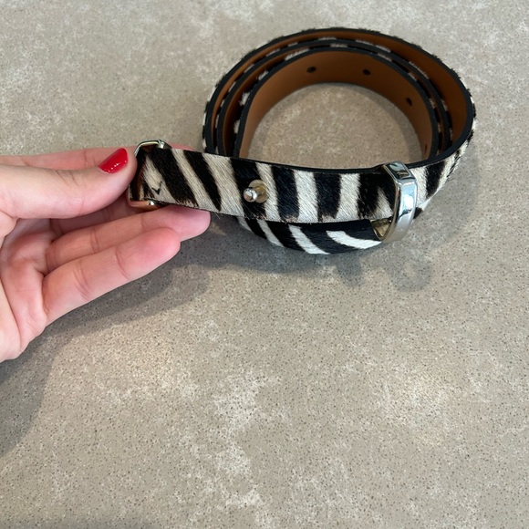 Maison Boinet Pony hair zebra belt black with gold size 70 - Picture 2 of 3